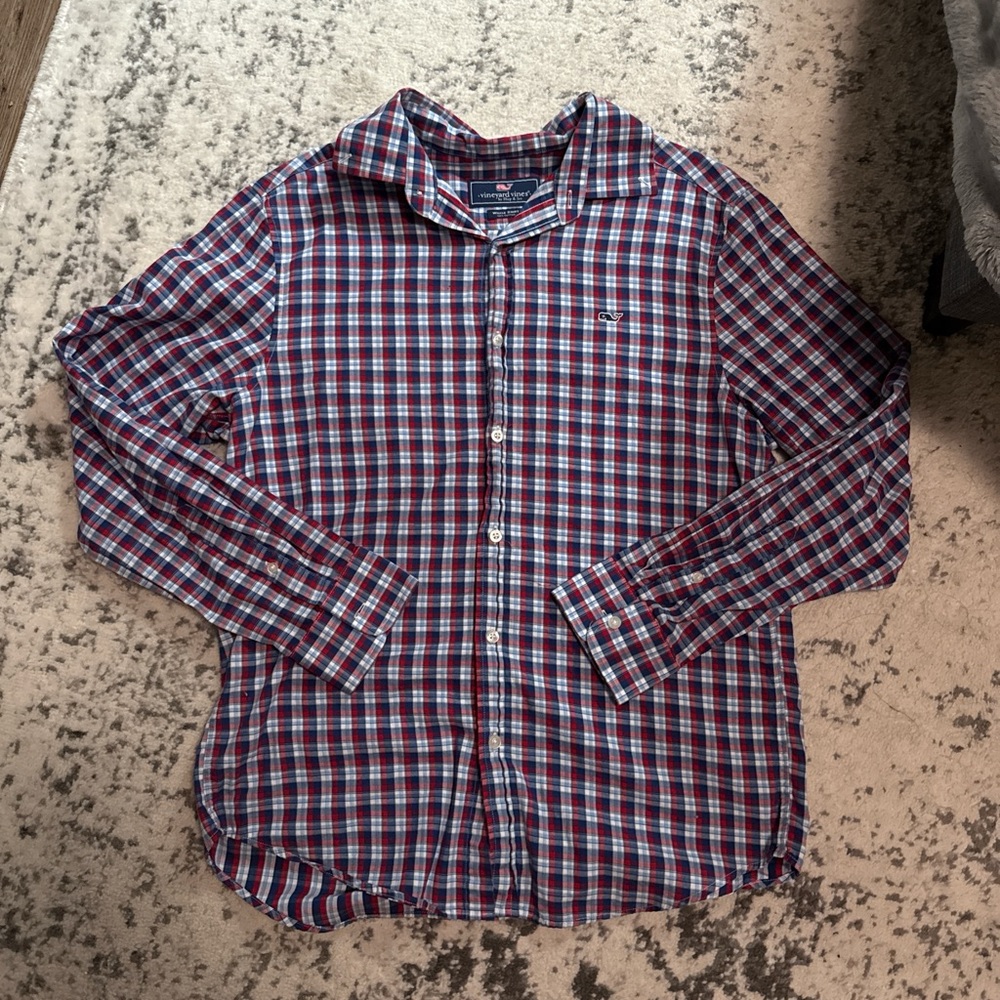 Vineyard Vines Red and Blue Plaid Shirt